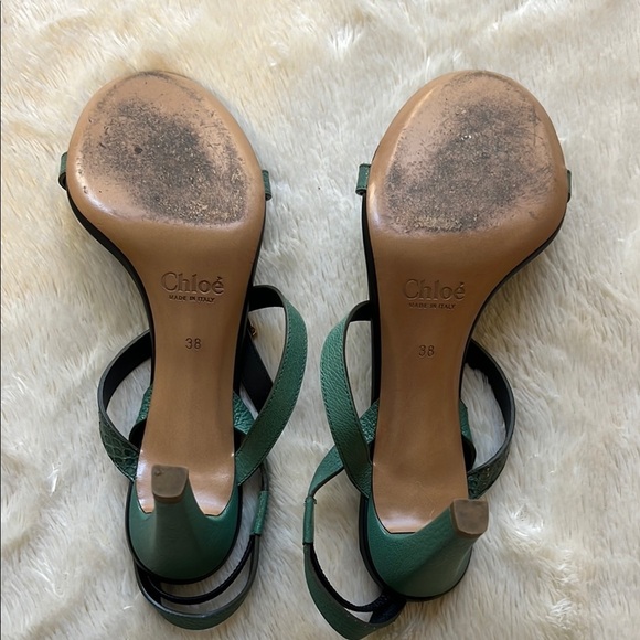 Chloé Strappy Mid-Heel Sandals in Green size 8 - Picture 5 of 6